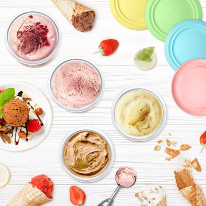 Creami Pints and Lids for Ninja,4 pack Creamy Icecream Containers Cups Jars Tubs Canisters Set,Smoothie Pot Compatible with NC299AMZ & NC300s Series Creamer Ice Cream Maker Machine - Image 5
