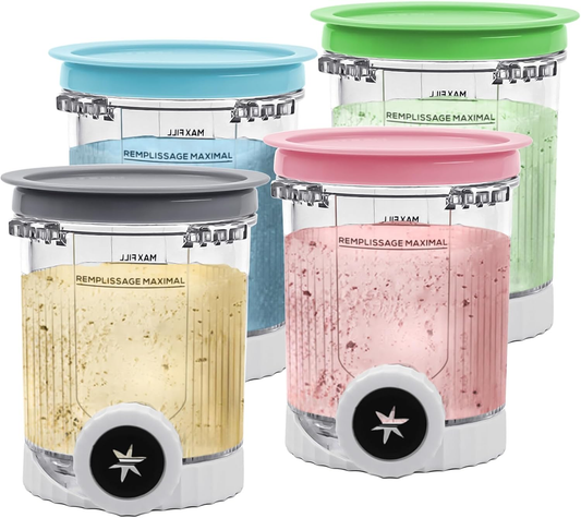 Pints and Lids Replacement Compatible with Ninja Swirl by Creami NC700 Series Ice Cream Makers, 16oz Cup Containers Replacement for Creami Swirl NC701 NC701Q CN701CO, 4-Pack, BPA Free, Clear