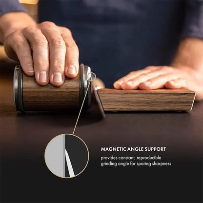 BoerCom® Rolling Knife Sharpener, Knife Sharpener, Diamond Disc, Kitchen Knife Sharpening System, 15° and 20° Sharpening Angles, Wood Color - Image 5