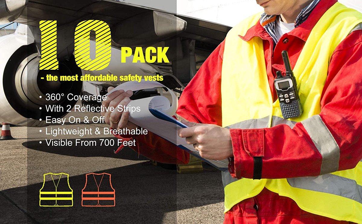 Doodadeals® 2x Adult Safety Vest - Safety Vest - Car - Orange - Image 2