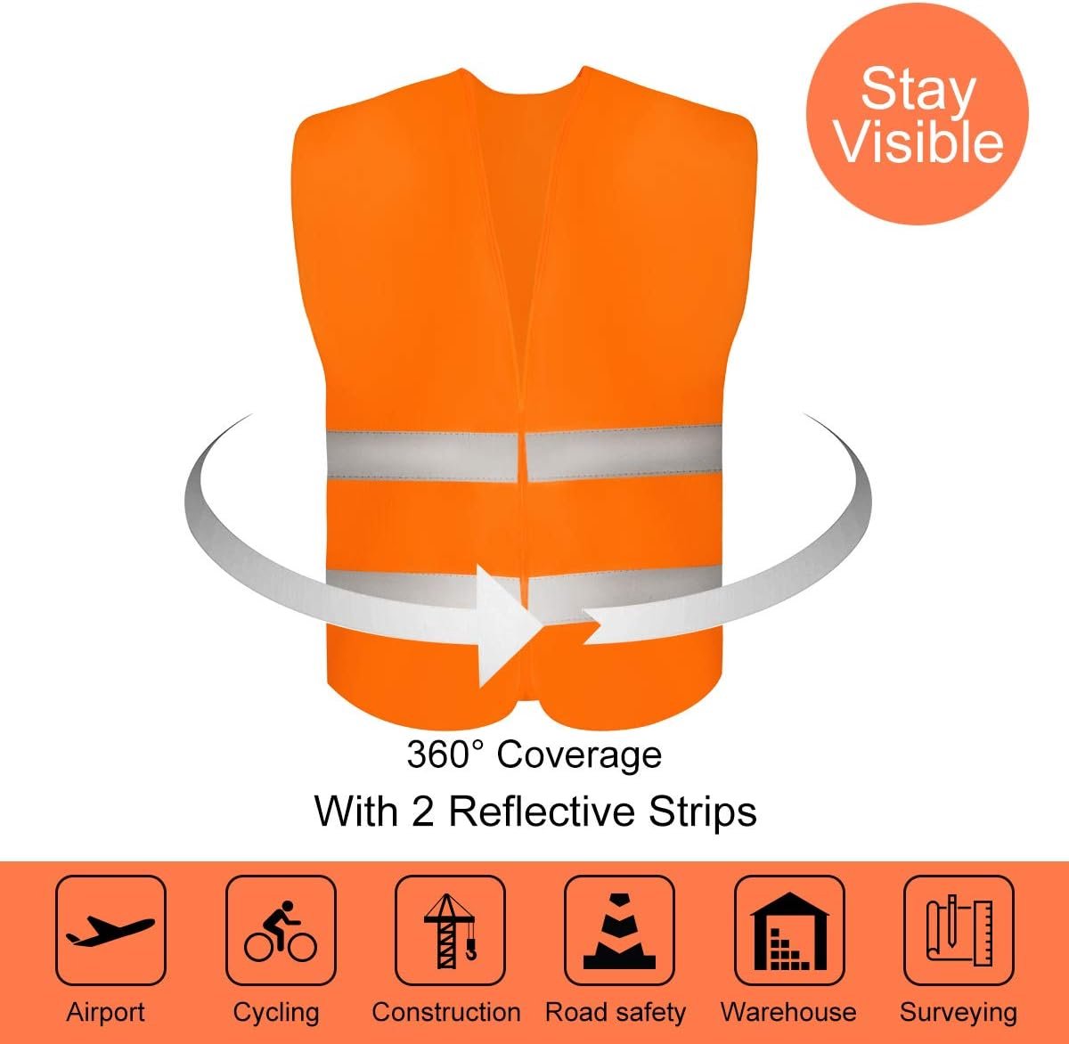 Doodadeals® 2x Adult Safety Vest - Safety Vest - Car - Orange - Image 4