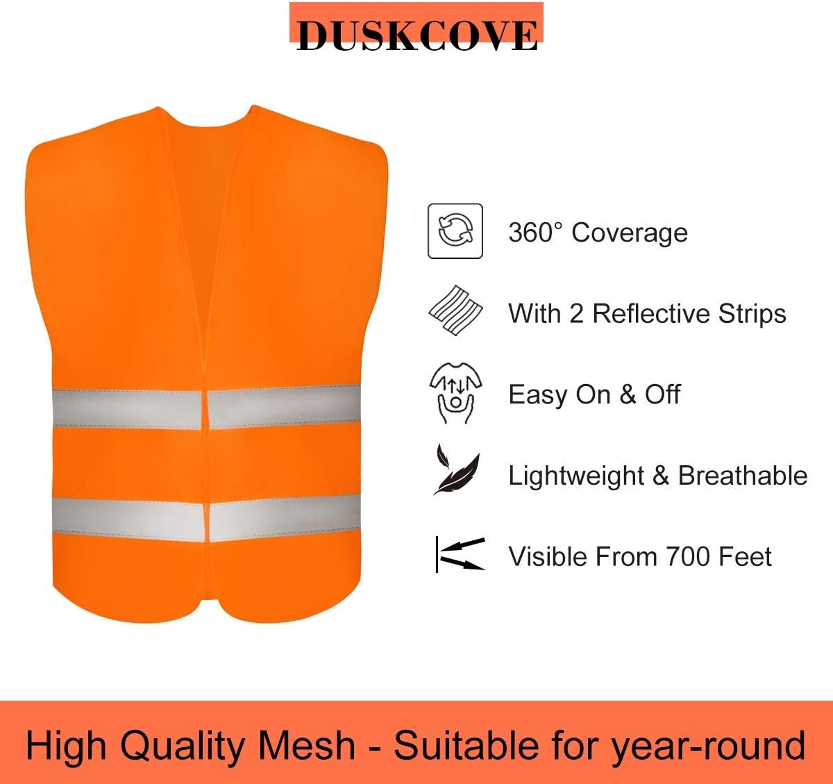 Doodadeals® 2x Adult Safety Vest - Safety Vest - Car - Orange - Image 5
