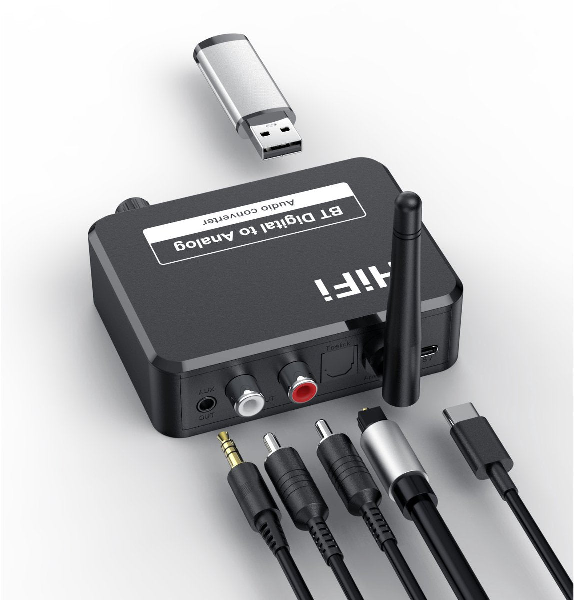 Bluetooth Receiver - Bluetooth Receiver for Audio - BT 5.3 - SPDIF/Optical/RCA Output - B35T - Black - Image 5