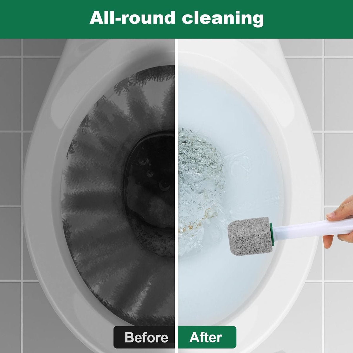 Toilet pumice stone - 10 pieces - Replaceable - Pumice stone stick - Descaler - With handle - Image 3