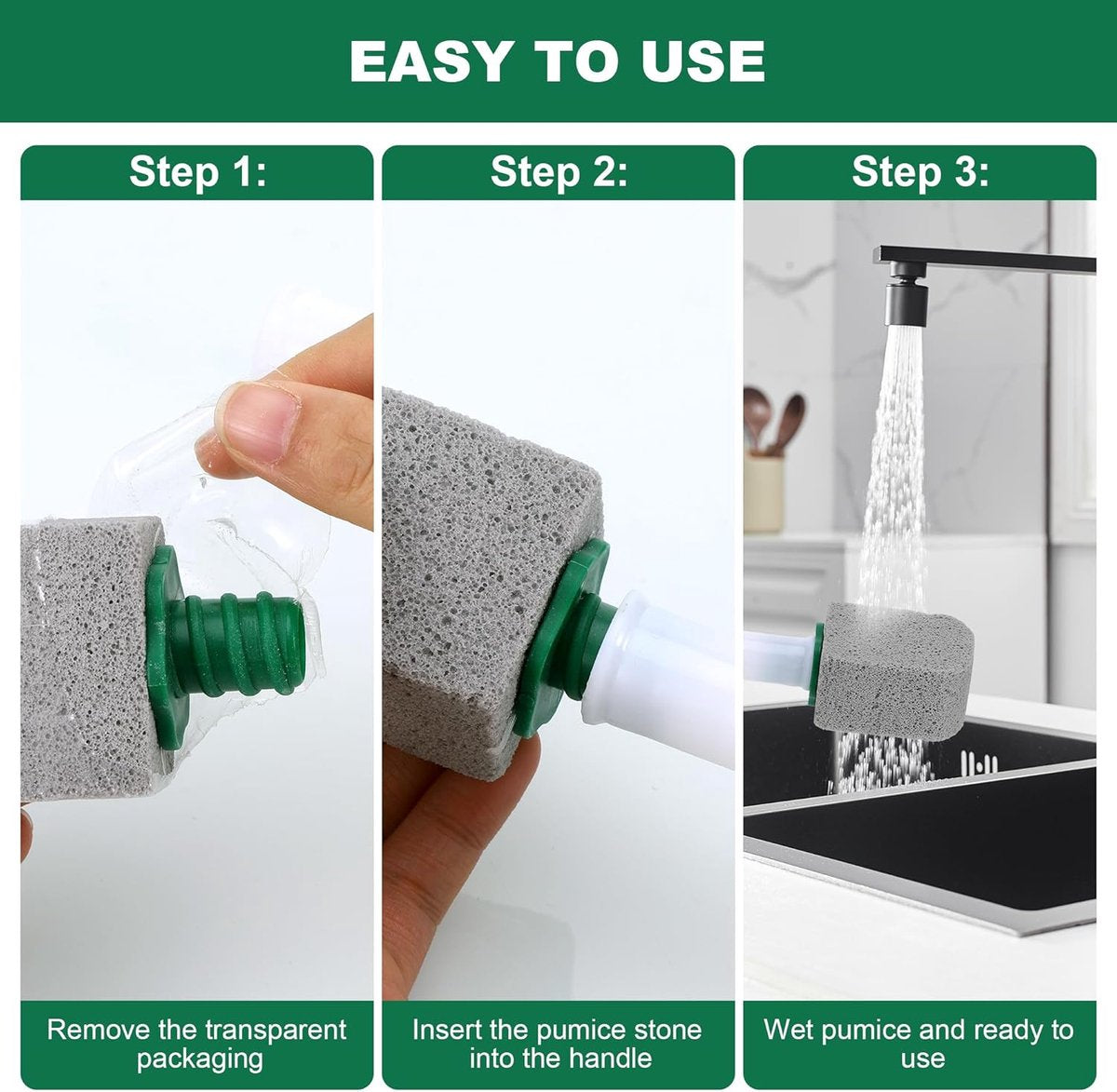 Toilet pumice stone - 10 pieces - Replaceable - Pumice stone stick - Descaler - With handle - Image 6