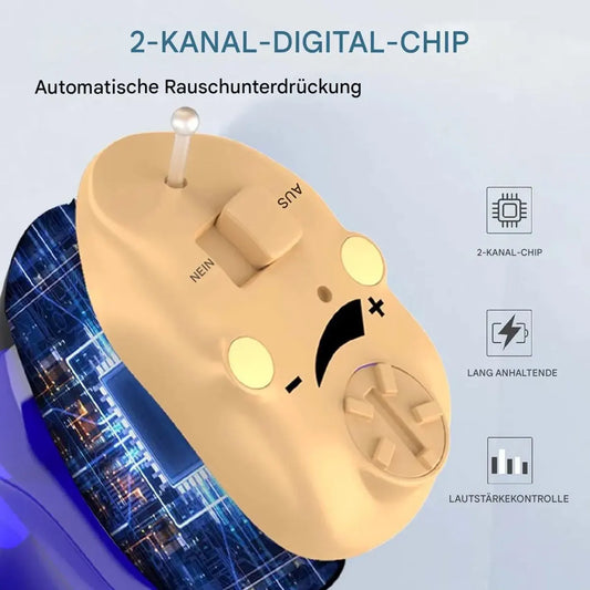 Hearing aids, wireless charging hearing aids, hearing aids with magnetic charging case, dual-channel digital in-ear hearing aids with noise reduction. - Image 2