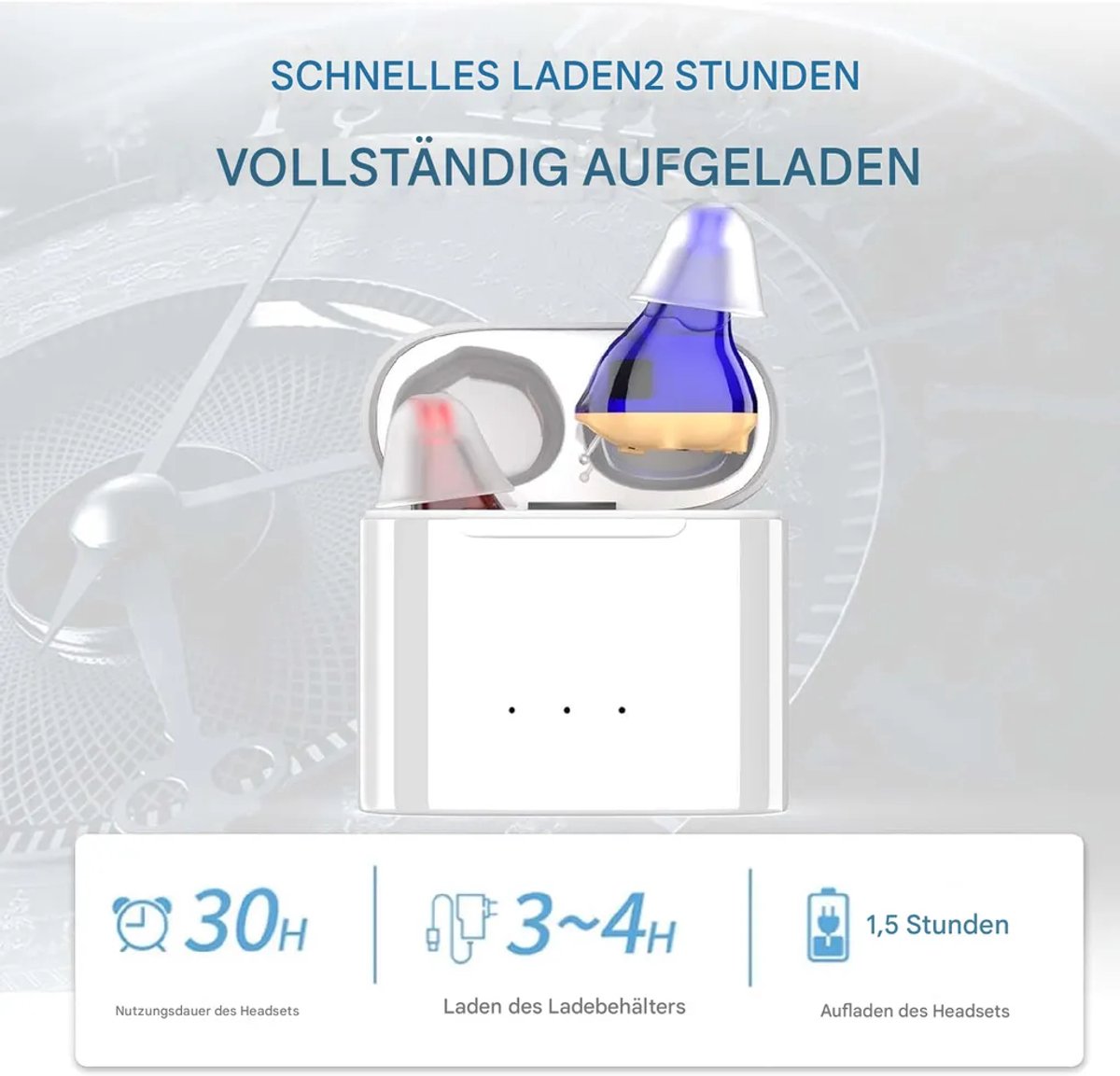 Hearing aids, wireless charging hearing aids, hearing aids with magnetic charging case, dual-channel digital in-ear hearing aids with noise reduction. - Image 4