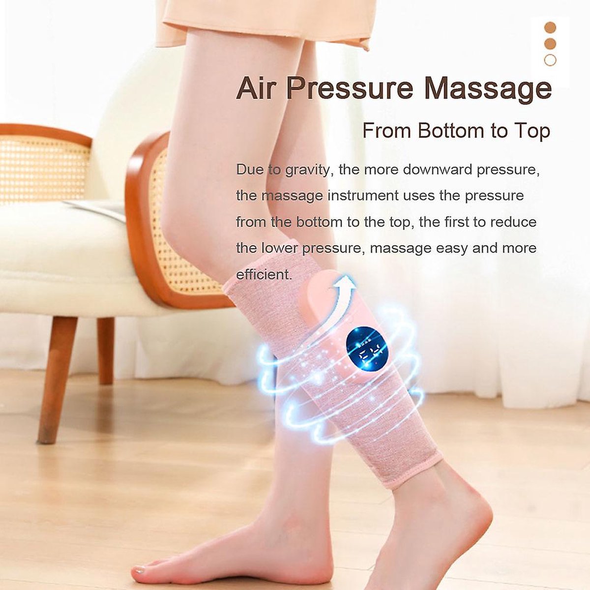 Leg massager - Calf massager - Leg massager for blood circulation -  Cordless massage - Air compression - Relieves leg pain - Adjustable intensity (grey) - Image 5