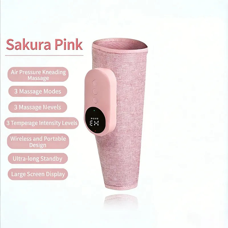Leg massager - Calf massager - Leg massager for blood circulation -  Cordless massage - Air compression - Relieves leg pain - Adjustable intensity (pink)