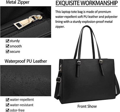 Wrapped Delights - Women's Large Black Shopper Handbag, Leather Shoulder Bag, Work Bag, Large Laptop Bag, Business School Bag (15.6 inches) - Image 3
