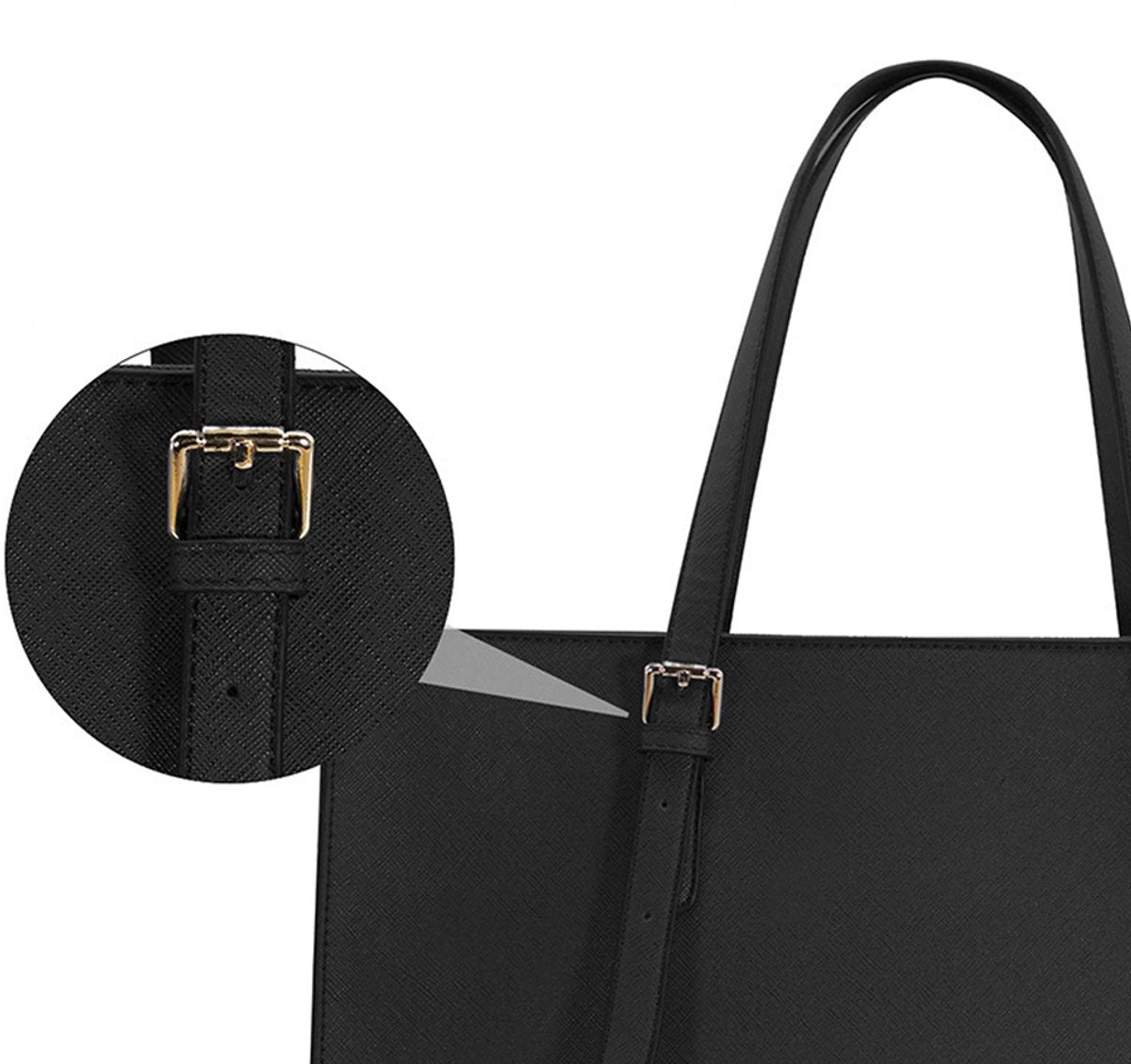 Wrapped Delights - Women's Large Black Shopper Handbag, Leather Shoulder Bag, Work Bag, Large Laptop Bag, Business School Bag (15.6 inches) - Image 7