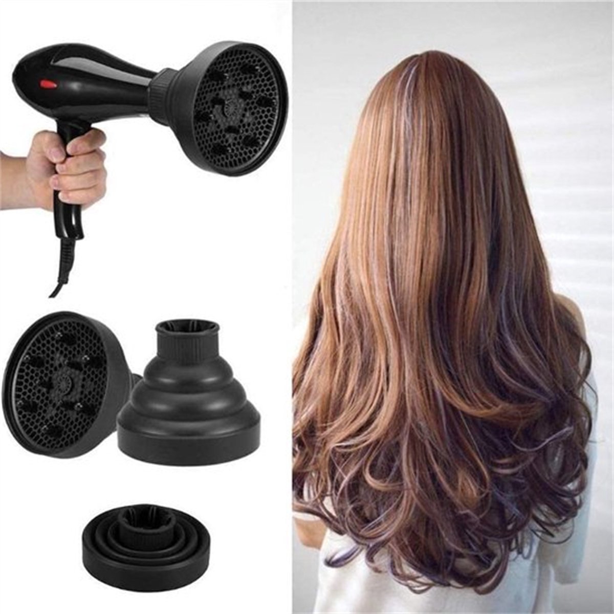 Universal Hair Dryer Diffuser Nozzle - Universal Silicone for Curls, Universal for Brushes - Image 4