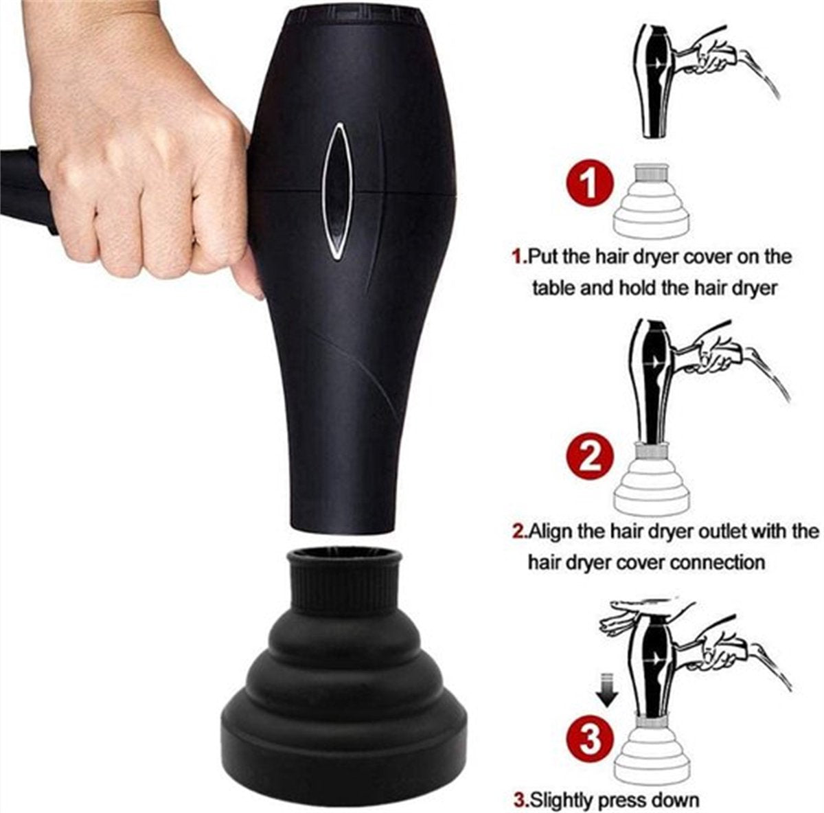 Universal Hair Dryer Diffuser Nozzle - Universal Silicone for Curls, Universal for Brushes - Image 5