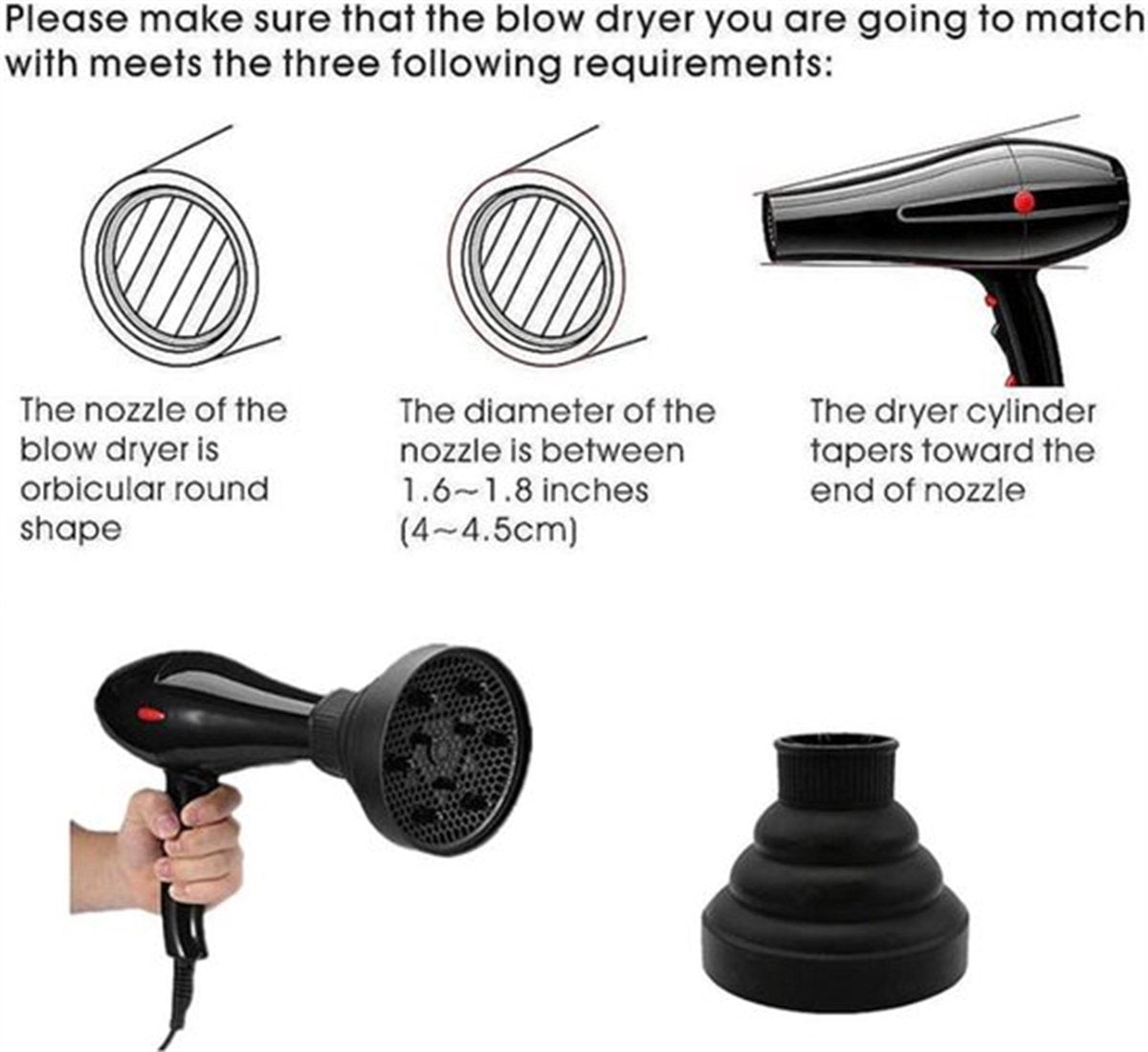 Universal Hair Dryer Diffuser Nozzle - Universal Silicone for Curls, Universal for Brushes - Image 7