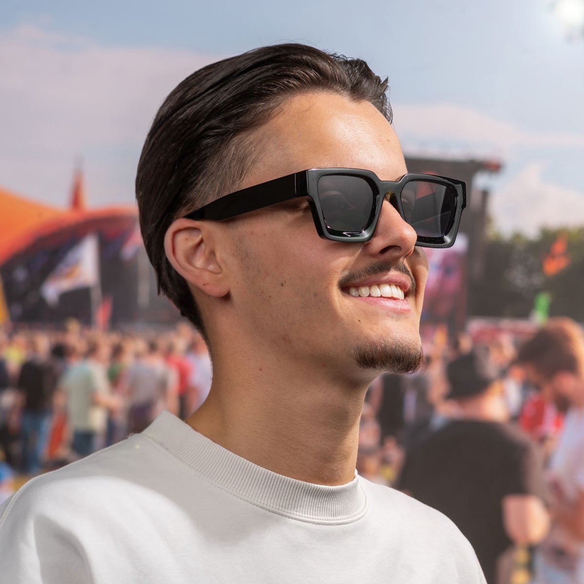 Lunettes de soleil carrées - Lunettes de soleil pour femmes - Lunettes Festival - Lunettes Rave - Lunettes - Monture épaisse - Black - Image 3