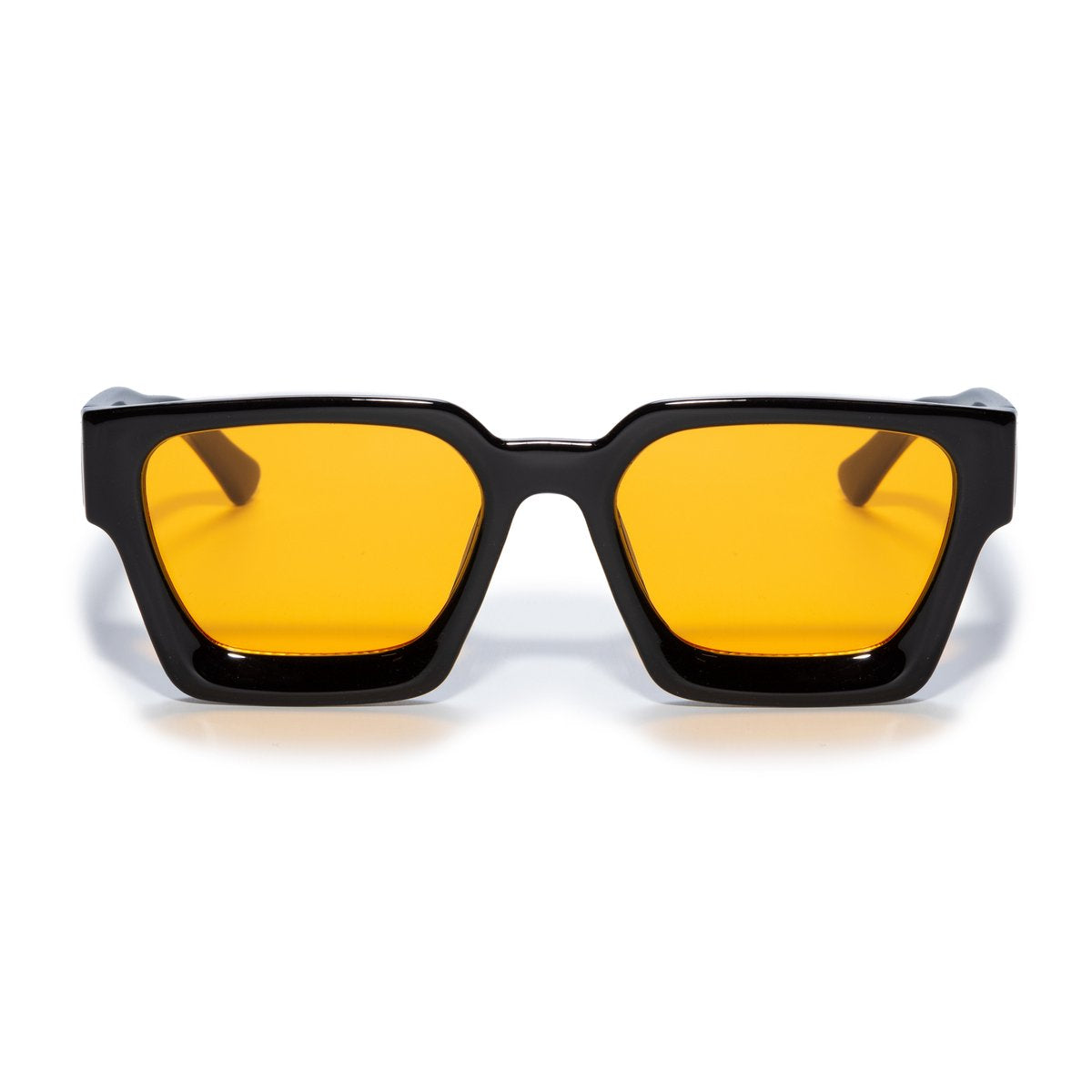 Square sunglasses - Women's sunglasses - Festival sunglasses - Rave sunglasses - Glasses - Thick frame - Black with orange lenses - Image 2