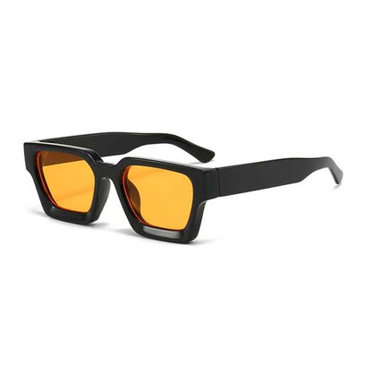 Square sunglasses - Women's sunglasses - Festival sunglasses - Rave sunglasses - Glasses - Thick frame - Black with orange lenses - Image 4