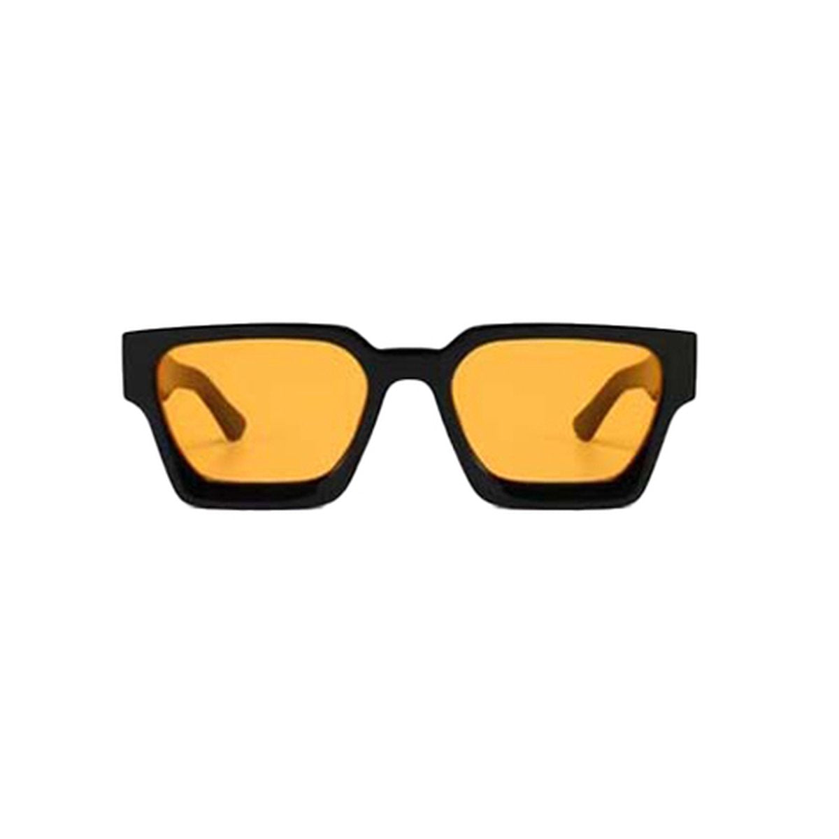 Square sunglasses - Women's sunglasses - Festival sunglasses - Rave sunglasses - Glasses - Thick frame - Black with orange lenses - Image 5