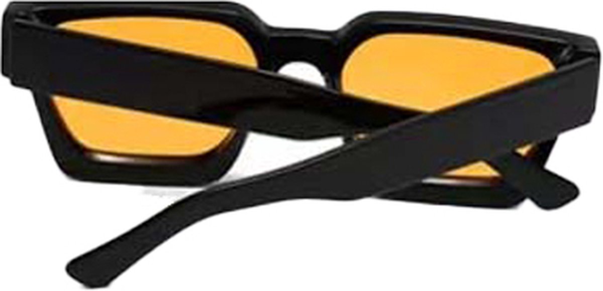 Square sunglasses - Women's sunglasses - Festival sunglasses - Rave sunglasses - Glasses - Thick frame - Black with orange lenses - Image 6