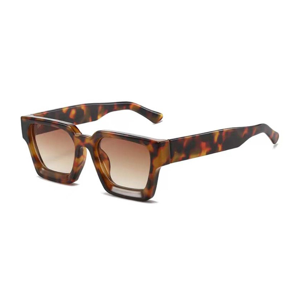 Square sunglasses - Women's sunglasses - Festival sunglasses - Rave sunglasses - Glasses - Thick frame - Leopard print with brown lenses - Image 4