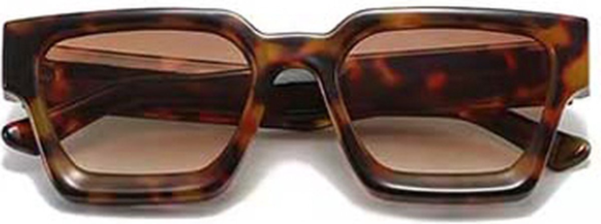 Square sunglasses - Women's sunglasses - Festival sunglasses - Rave sunglasses - Glasses - Thick frame - Leopard print with brown lenses - Image 6