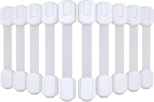 Mogi Products - Child Locks - 10 Pieces - For Cabinets and Drawers - Cabinet Safety - Safety Locks - Adhesive