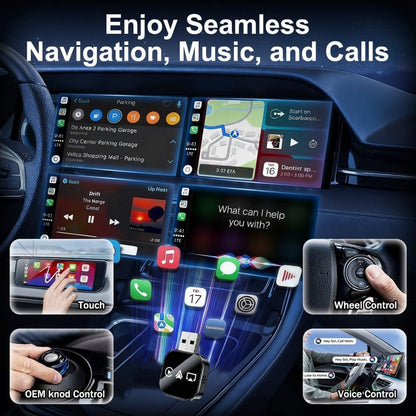 3-in-1 Wireless CarPlay Mirror Link Adapter (version 2026) compatible with iPhone/Apple/Android: automatic connection to your car's screen, dual Wi-Fi 2.4/5 GHz and Bluetooth 5.0, wired to wireless mode (iPhone compatible, 1 piece) - Image 4