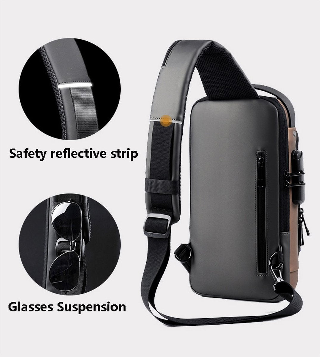 Shoulder Bag - Crossbody Bag - Men's and Women's - Waterproof - Anti-Theft - USB Port - - Image 2