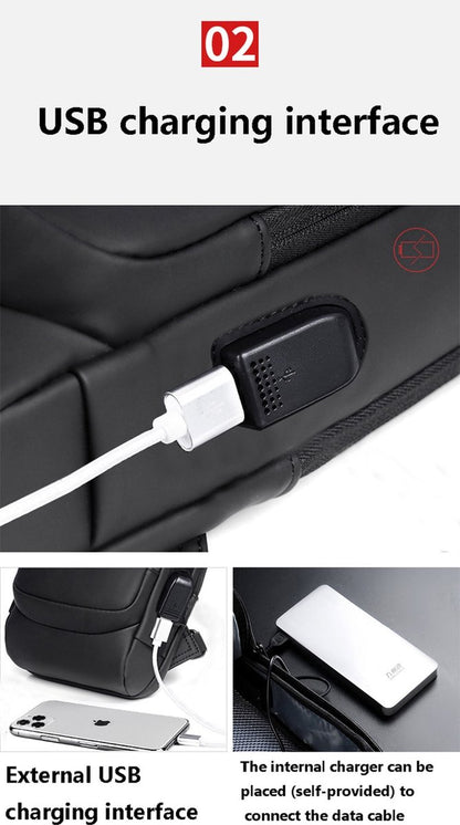 Shoulder Bag - Crossbody Bag - Men's and Women's - Waterproof - Anti-Theft - USB Port - - Image 3