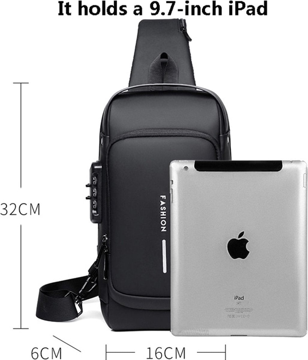 Shoulder Bag - Crossbody Bag - Men's and Women's - Waterproof - Anti-Theft - USB Port - - Image 9