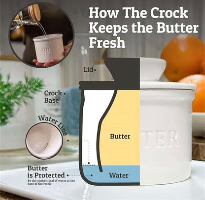 Wit Butter Dish - Butter Dish - Water-Cooled Butter Dish with Water Line - Ceramic Butter Dome for Spreading Butter - Christmas Gift for the Kitchen - Kitchen Baby Clothing Accessories - Kitchen Tools - Image 3