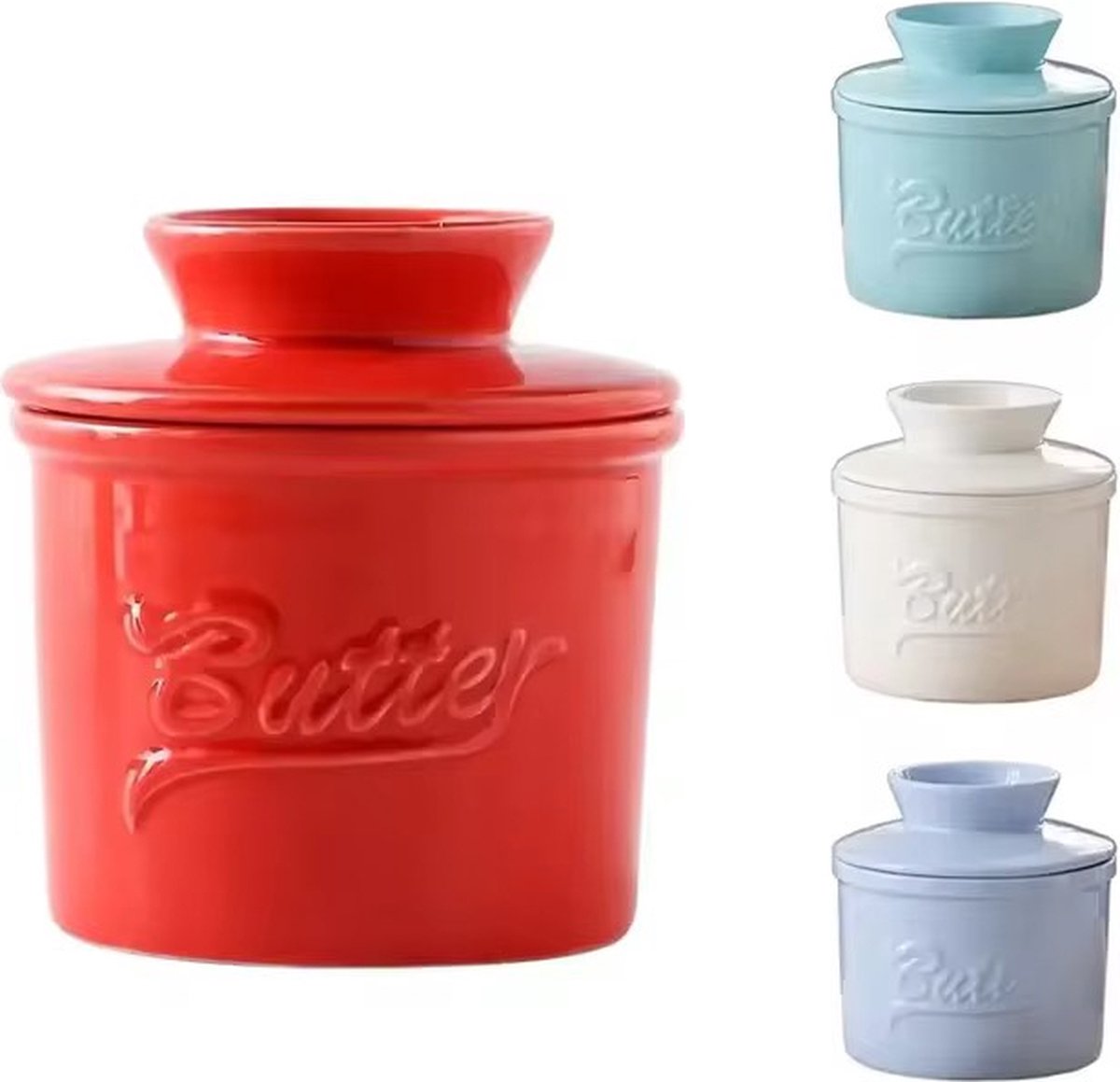 Red Butter Dish - Butter Dish - Water-Cooled Butter Dish with Water Line - Ceramic Butter Dome for Spreading Butter - Christmas Gift for the Kitchen - Kitchen Baby Clothing Accessories - Kitchen Tools - Image 8