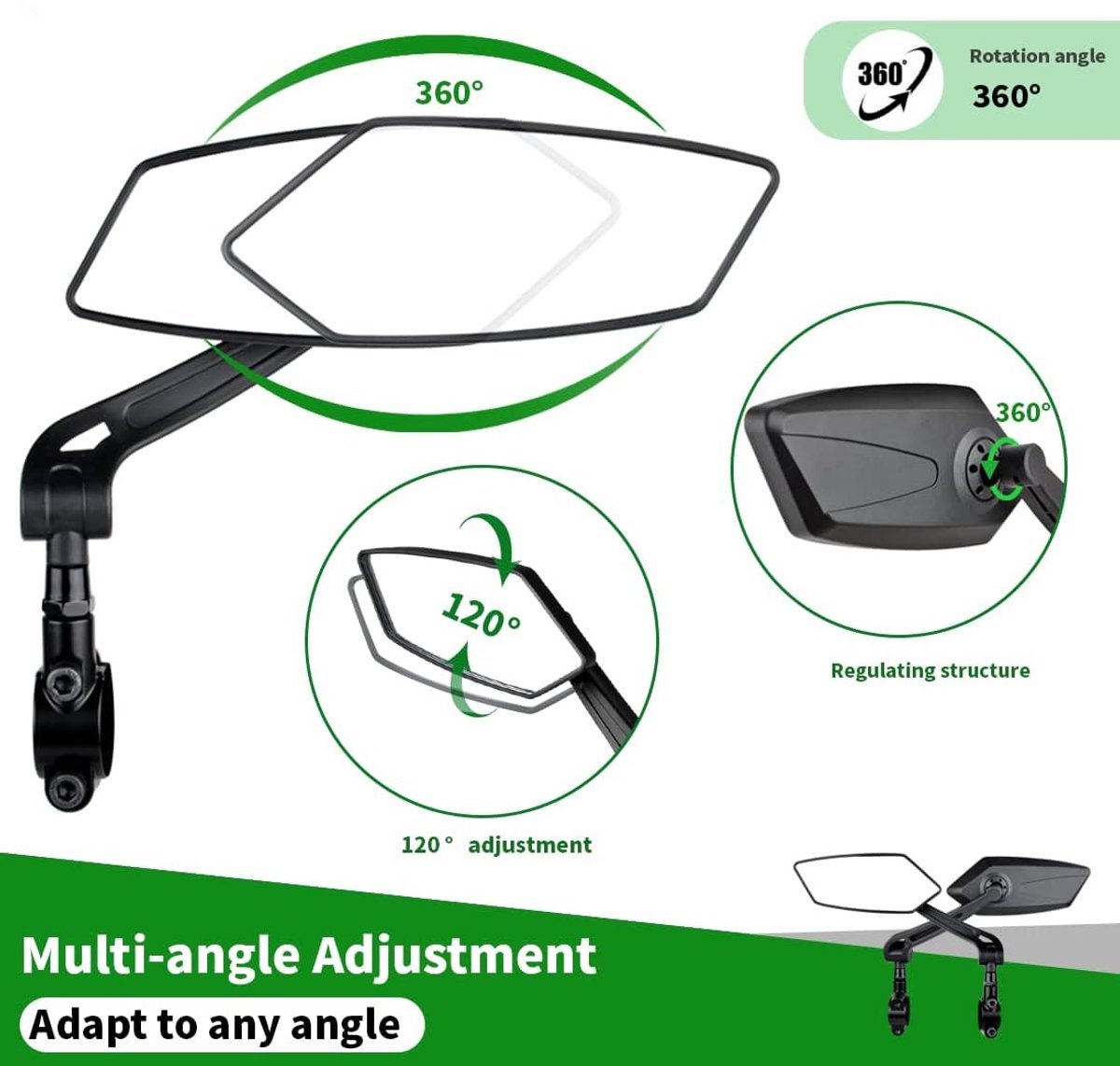 Electric bike rearview mirror, ideal for Father's Day, 360° rotating, compatible with almost all bikes, Allen key included. - Image 7