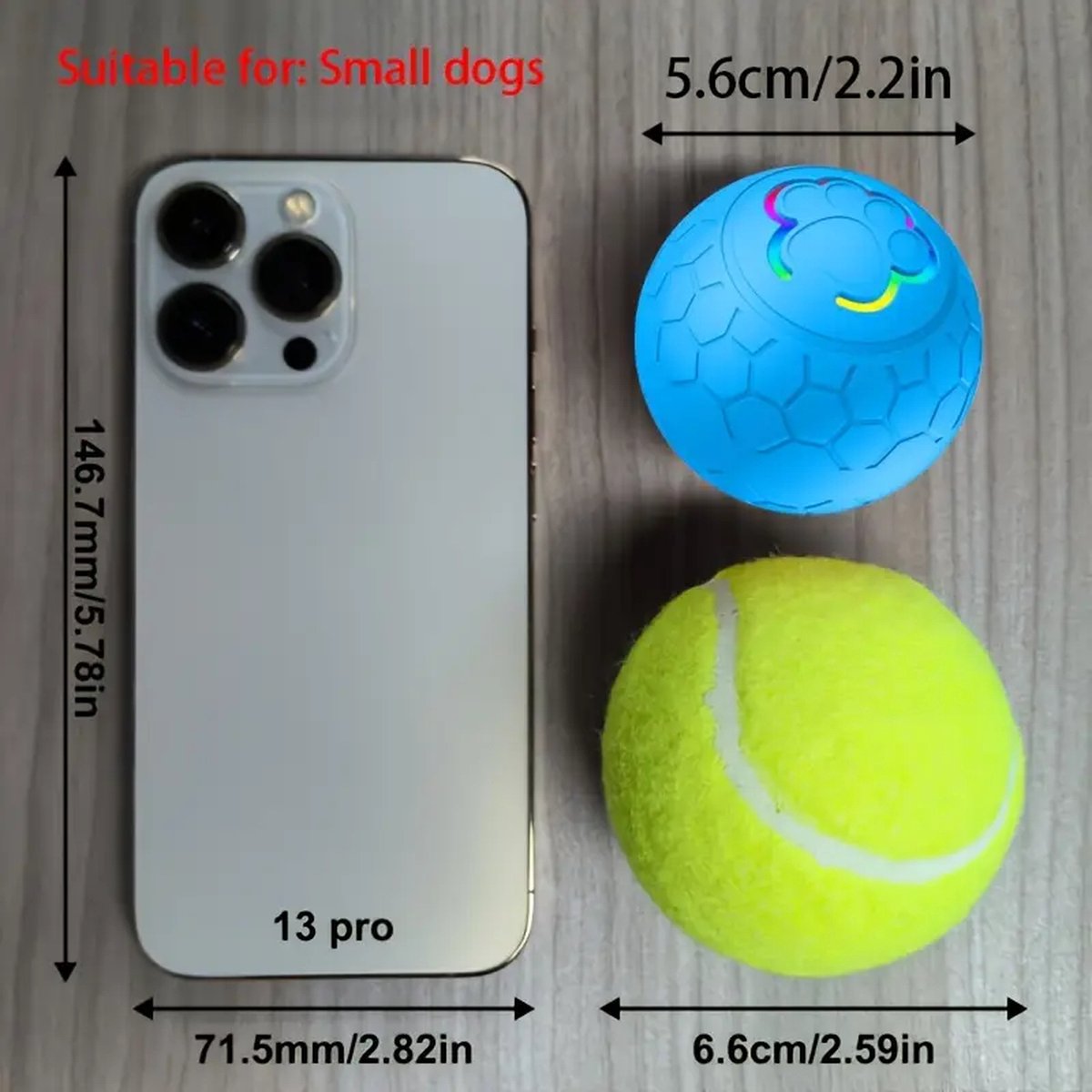 Interactive Dog Toy - Self-Rolling Dog Ball - Durable Automatic Dog Ball, Light Grey - 5.6 cm - Image 9