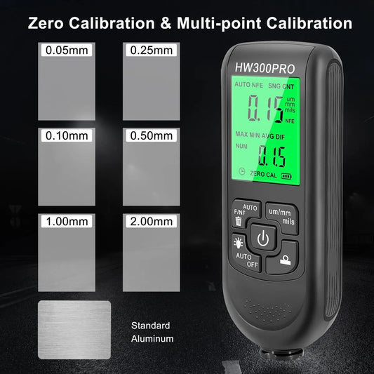 Coating thickness gauge - Paint thickness gauge - Digital coating thickness gauge - Car paint thickness gauge - Measuring range 0 to 2000 µm - Car paint gauge with portable cable - Black - Image 2