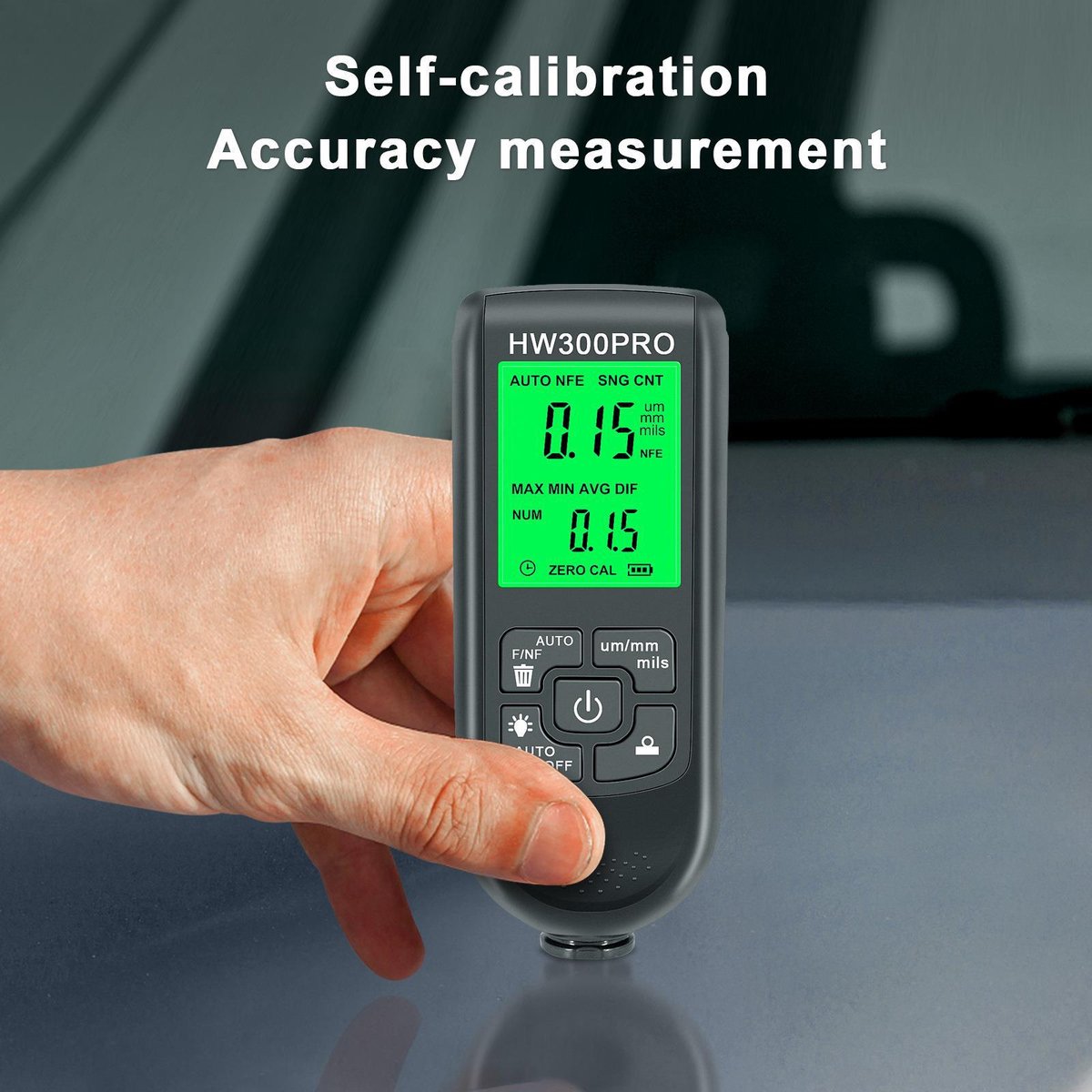 Coating thickness gauge - Paint thickness gauge - Digital coating thickness gauge - Car paint thickness gauge - Measuring range 0 to 2000 µm - Car paint gauge with portable cable - Black - Image 7