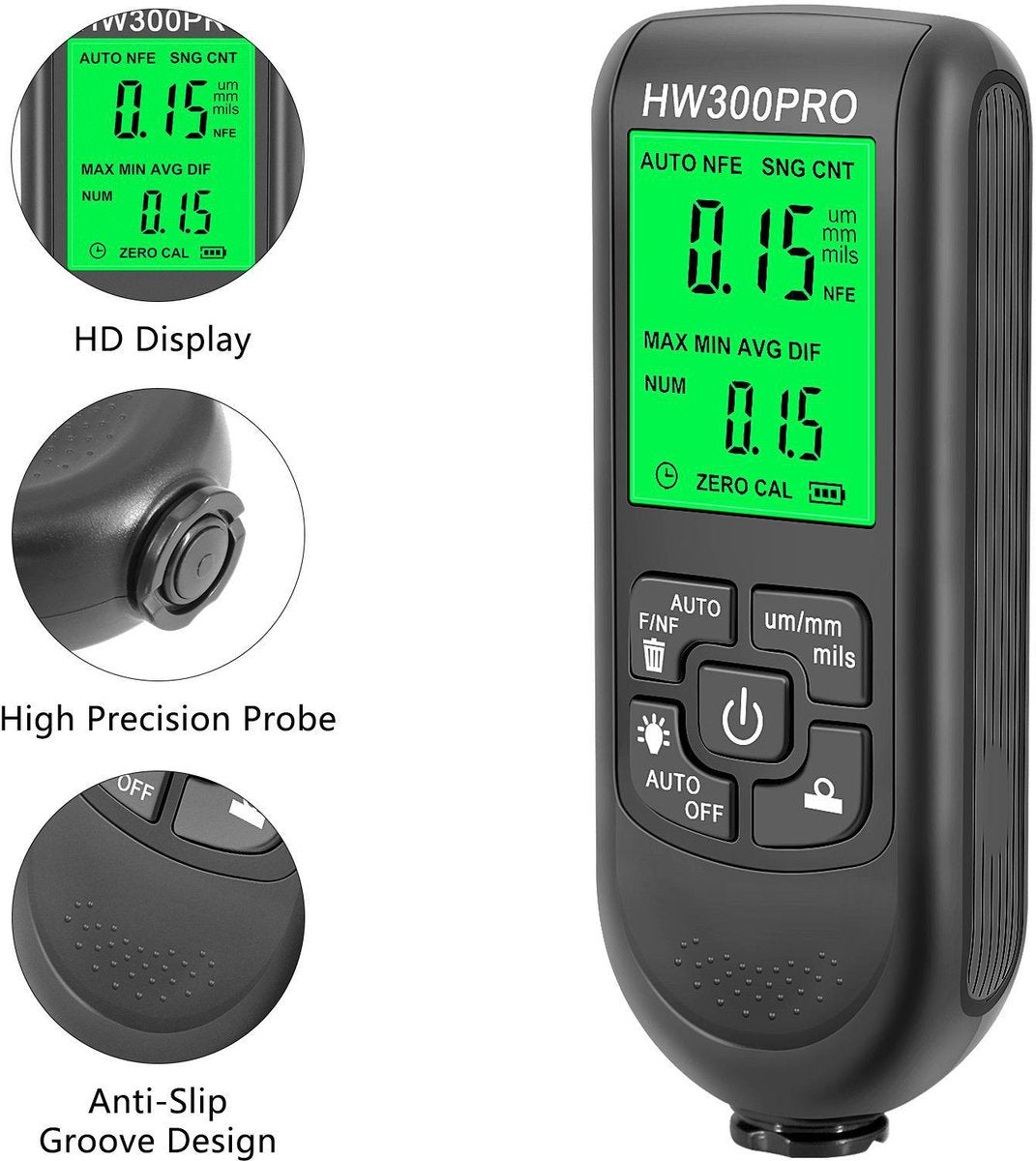 Coating thickness gauge - Paint thickness gauge - Digital coating thickness gauge - Car paint thickness gauge - Measuring range 0 to 2000 µm - Car paint gauge with portable cable - Black - Image 8