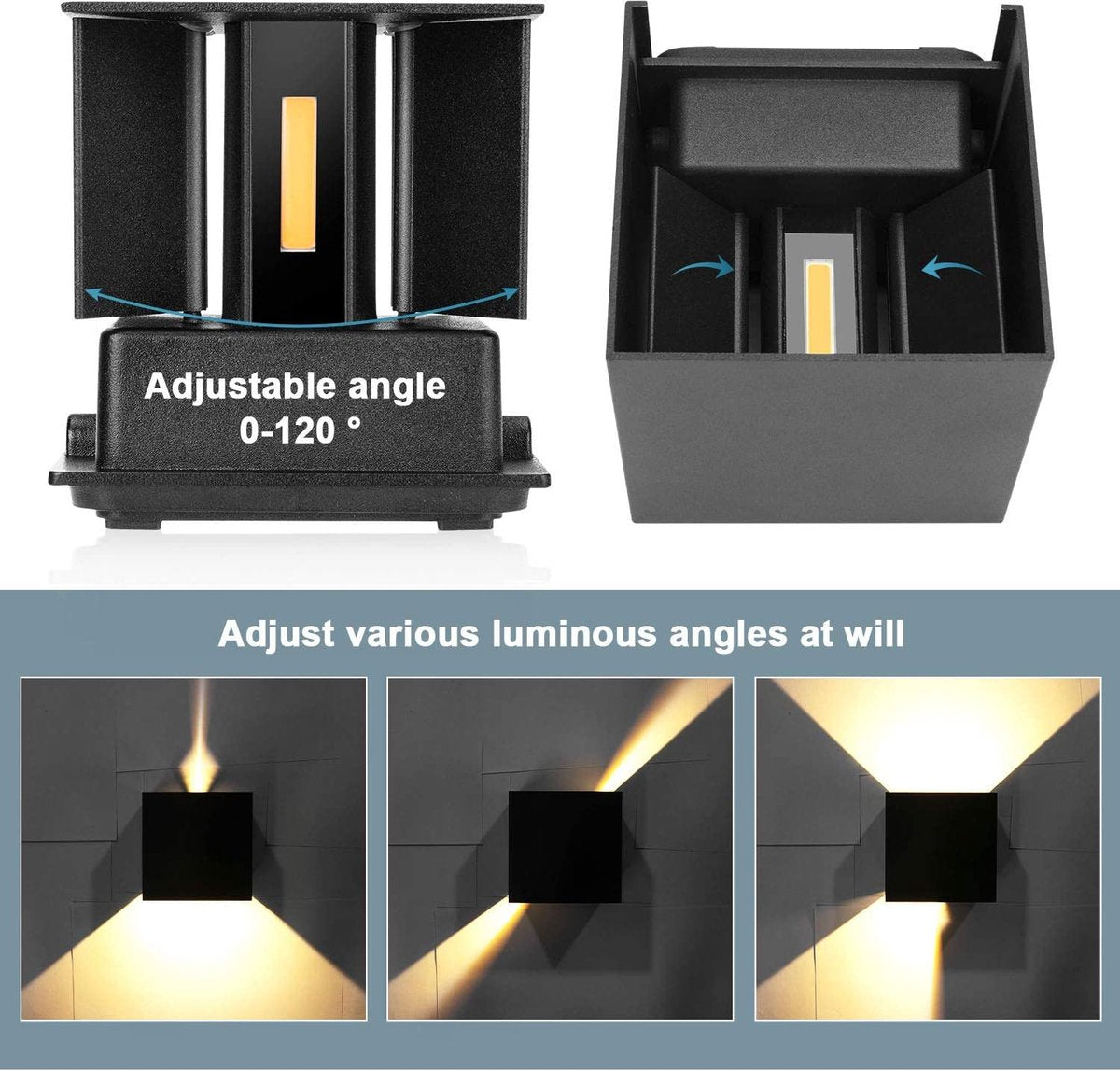 Wall light - cube lamp - Outdoor lamp - for indoor and outdoor use - black - industrial - LED lamp - 10×10 cm - 12 watt - Image 7