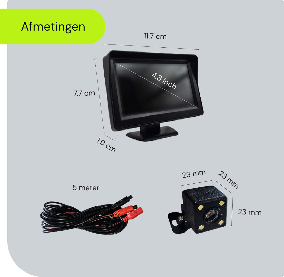 Procar® ARC1 HD Parking Backup Camera + 4.3-inch TFT LCD Monitor - Black - Image 8