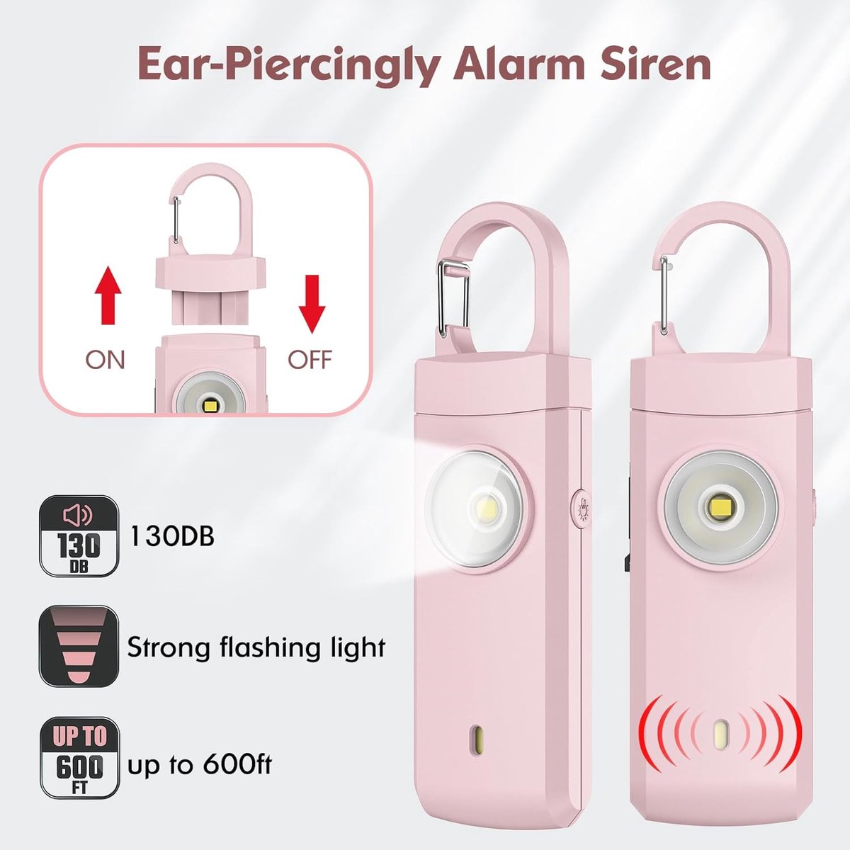 Personal Alarm - Powerful 130dB Sound and Flashing Light - Personal Security Alarm - Self-Defense Keychain - Personal Protection - Emergency Signal - Senior Alarm - Portable Security Alarm - Image 5