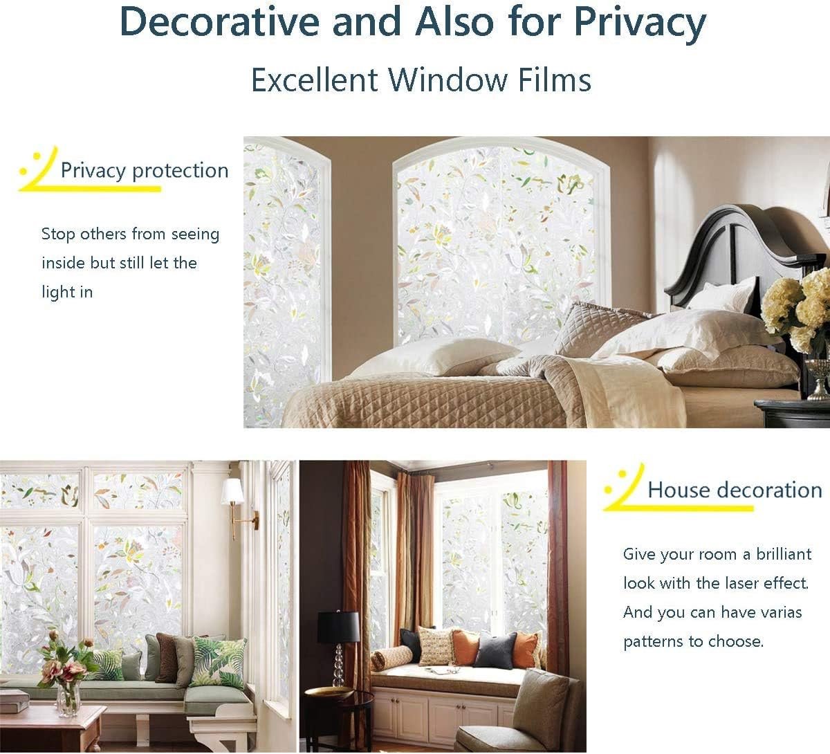 Window film - decorative window film - window sticker - 45x300 cm - Static cling - 3D Orchid - UV-resistant - Privacy screen - Translucent - Adhesive film without glue for windows and bathrooms - Image 2