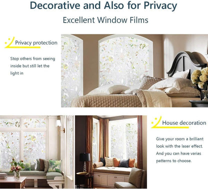 Window film - decorative window film - window sticker - 45x300 cm - Static cling - 3D Orchid - UV-resistant - Privacy screen - Translucent - Adhesive film without glue for windows and bathrooms - Image 2