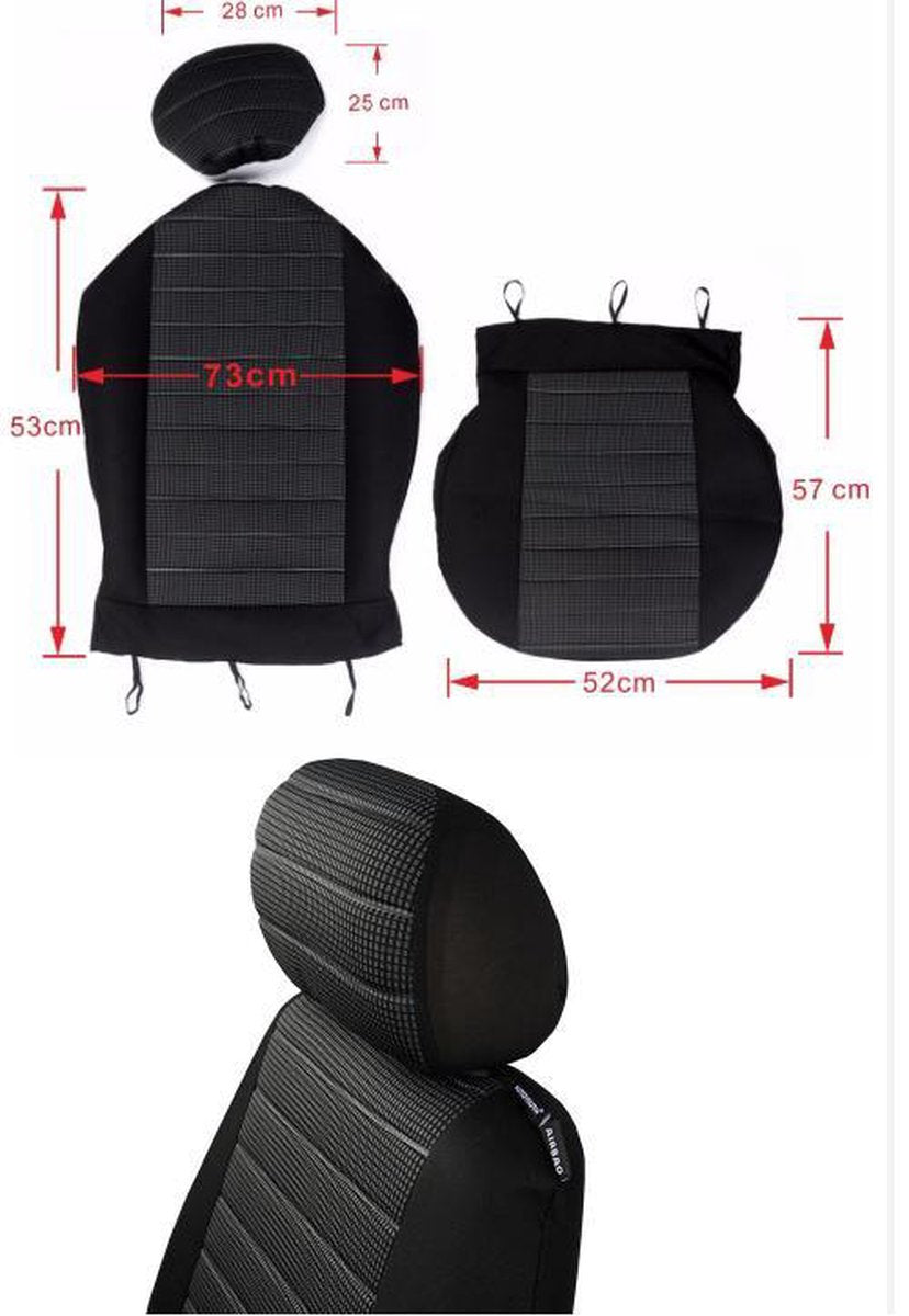 Car seat cover / Car seat cover / Car seat covers / Universal car seat covers - Driver/passenger seat cover (Not for rear seats) - Universal - Fits most models - Stylish - Black/Gray - Image 4