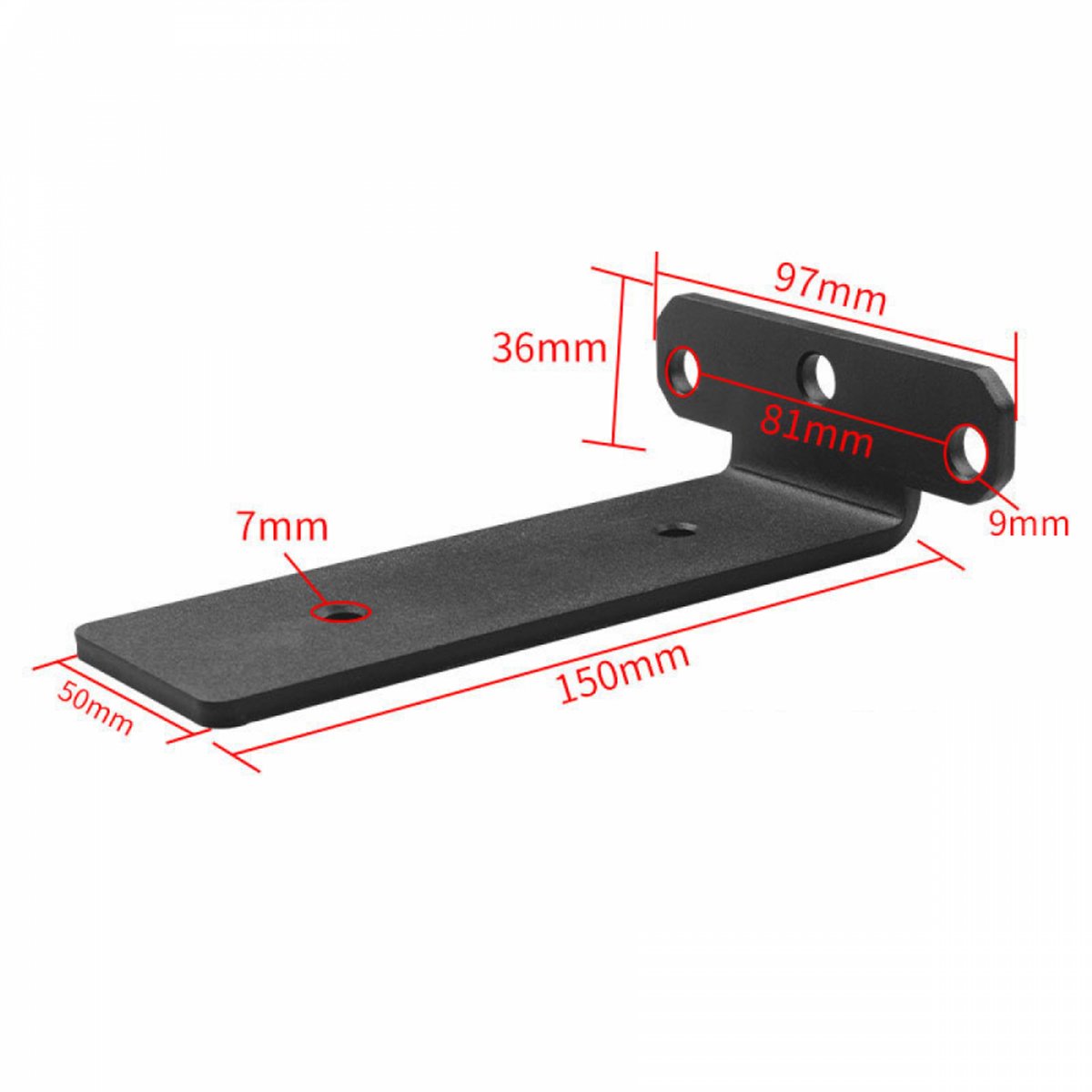 2 pieces - Support frame - Wall bracket - Metal shelf brackets - Floating shelf bracket - Stainless steel bracket - Shelf brackets with thick screws - Furniture accessories - Black - 150 mm - Image 2