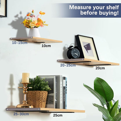 2 pieces - Support frame - Wall bracket - Metal shelf brackets - Floating shelf bracket - Stainless steel bracket - Shelf brackets with thick screws - Furniture accessories - Black - 150 mm - Image 3