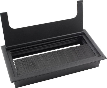 Noble Cable Grommet - Black Aluminum - Rectangle - Desk Cable Tray - Cable Hole with Brush Closure - Cable Organizer - Cable Cover - 16 x 8 cm - Matte Black - Image 2