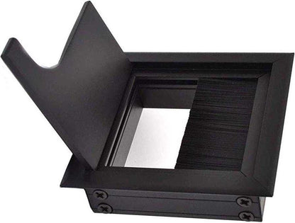 Noble Cable Grommet - Black Aluminum - Square - Desk Cable Organizer - Cable Hole with Brush Closure - Cable Organizer - Cable Cover - L8xW8xH3cm - Matte Black - Image 3