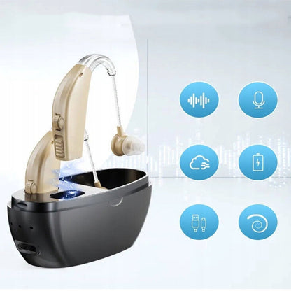 Digital hearing aid - Behind-the-ear sound collector - Rechargeable - Sound amplification - Intelligent noise cancellation - Dynamic speaker - In-ear detection - Image 4