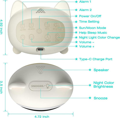 Sleep Trainer Alarm Clock Moon Sun Sound Machine Night Light Digital Battery Powered - Sleep Trainer for Children - Image 7