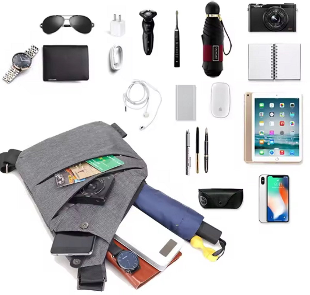 Anti-theft travel bag, small messenger bag, shoulder bag, lightweight backpack, casual chest bag with single strap for travel, sports, walking, cycling - Image 2